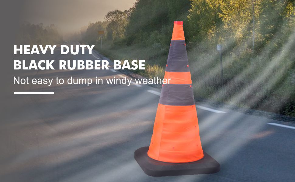 HEAVY DUTY BLACK RUBBER BASE; Not easy to dump in windy weather;