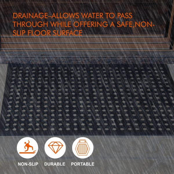 Drainage-allows water to pass through while offering a safe,non-slip floor surface.