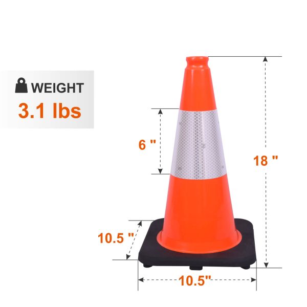 Flexible Black Base PVC Traffic Cone Product dimensions： Height-18Inch; Color-Orange;