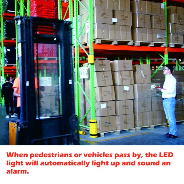 When pedestrians or vehicles pass by, the LED light will automatically light up and sound an alarm.