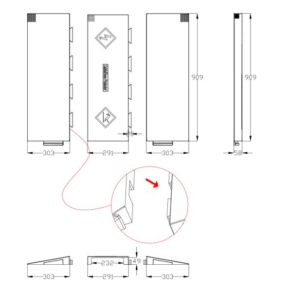 Threshold Bridge Ramp ADA Cable Ramp Product Dimension.