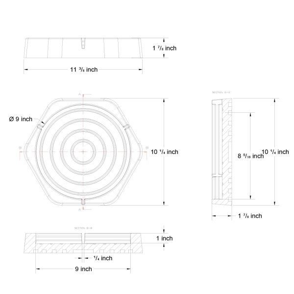 RV Leveling Pads 9Inch 2D Product Dimension.