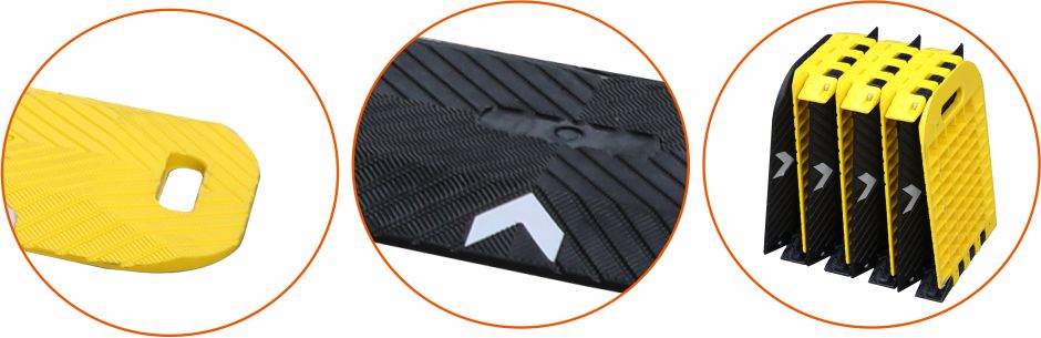 The arc handle that is easy to fold and operates; The surface texture can increase friction to promote vehicle deceleration; Folding and carrying;