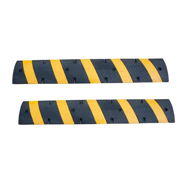 6Ft Speed Bump with Install Kits Made of durable tire rubber, stability; highly visible; Supports: 40,000-pound truck traveling at 10 km/h; 5-year quality assurance on rubber;